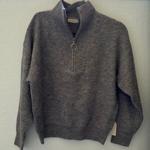 Quarter-Zip Oversized Knit Sweater